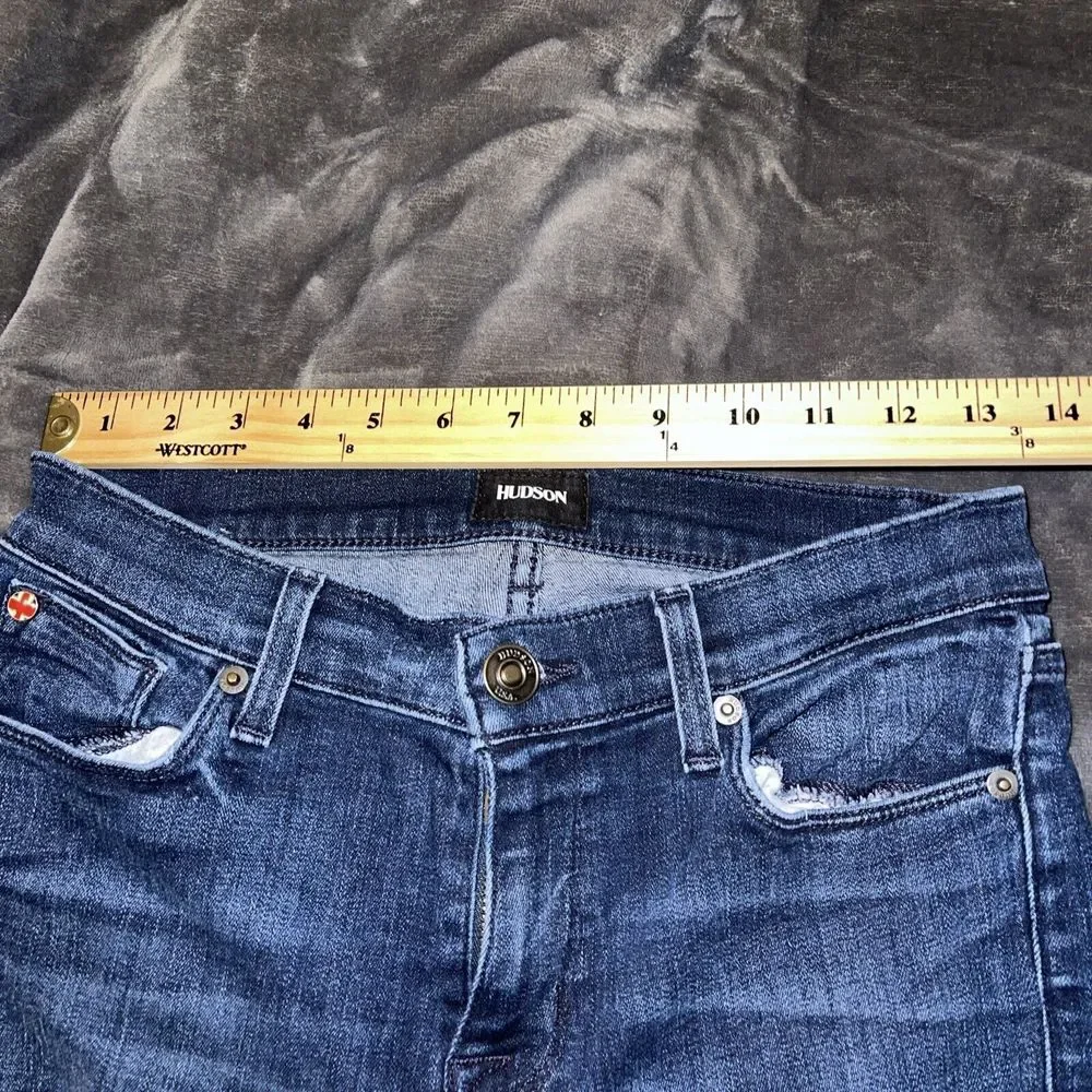 Hudson Krista Super Skinny Distressed Ankle Blue Stretch Denim Jeans Women's 27 - Picture 8 of 10